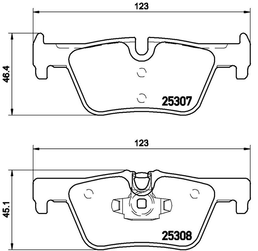 BMW Disc Brake Pad Set - Rear (Low-Metallic) 34216873093 - Brembo P06071